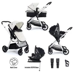 Mimi Travel System Pecan I-Size Car Seat With ISOFIX Base – Silver