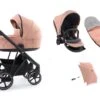 BabyStyle Prestige Vogue Pushchair - Coral / Black Frame / Brown Leather