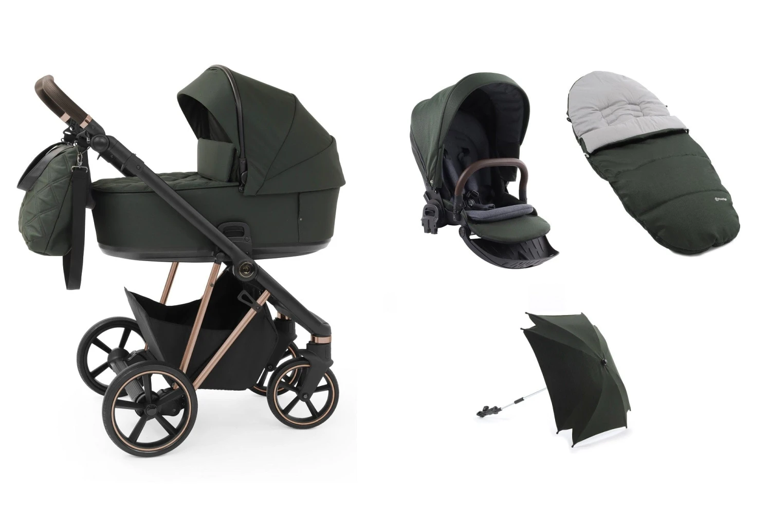 BabyStyle Prestige Vogue Pushchair - Spruce / Gold Frame / Brown Leather 3 BabyStyle Prestige Vogue Pushchair - Spruce / Gold Frame / Brown Leather