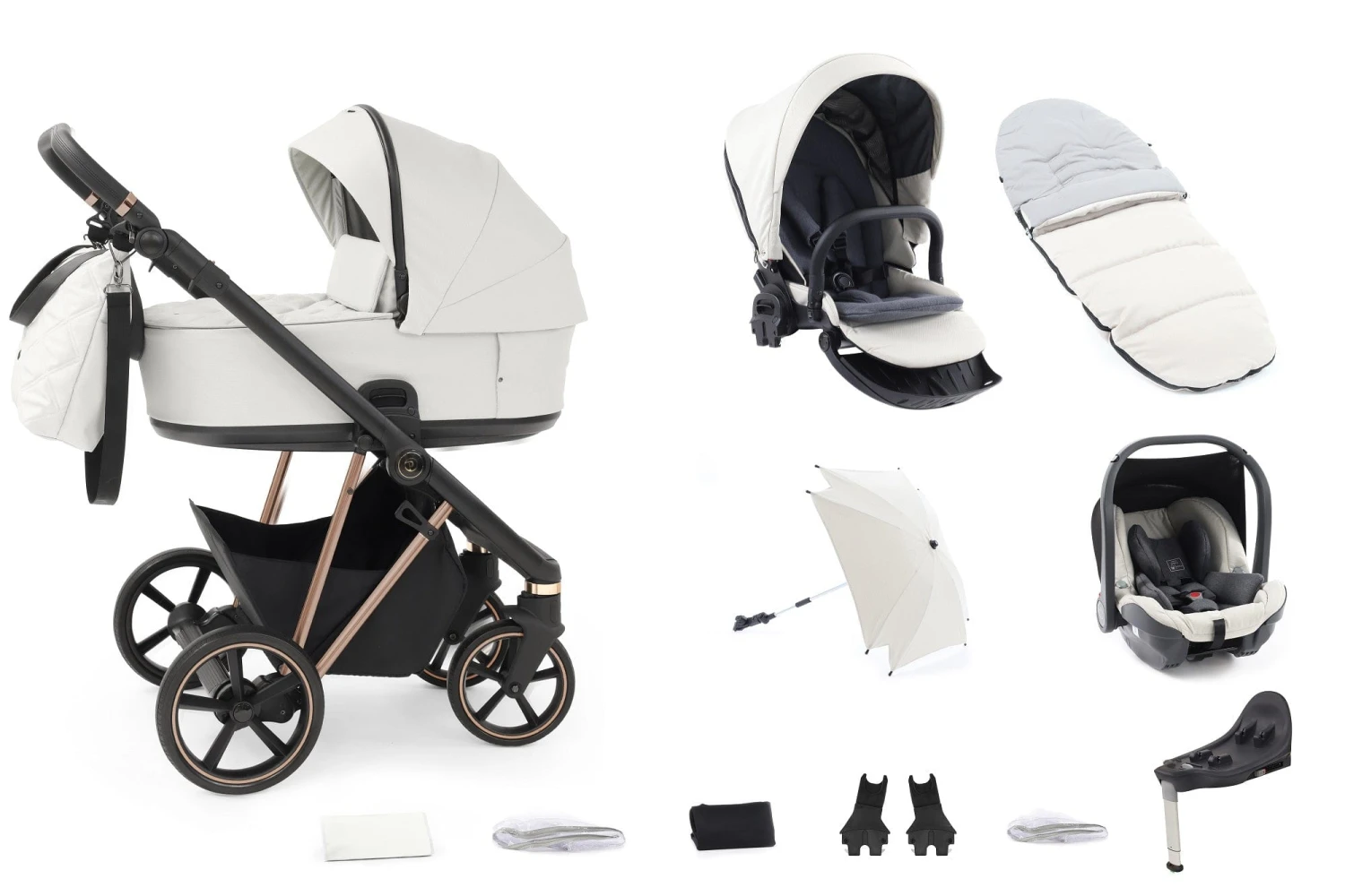 BabyStyle Prestige Vogue 13 Piece Bundle - Ivory / Gold Frame / Black Leather 3 BabyStyle Prestige Vogue 13 Piece Bundle - Ivory / Gold Frame / Black Leather