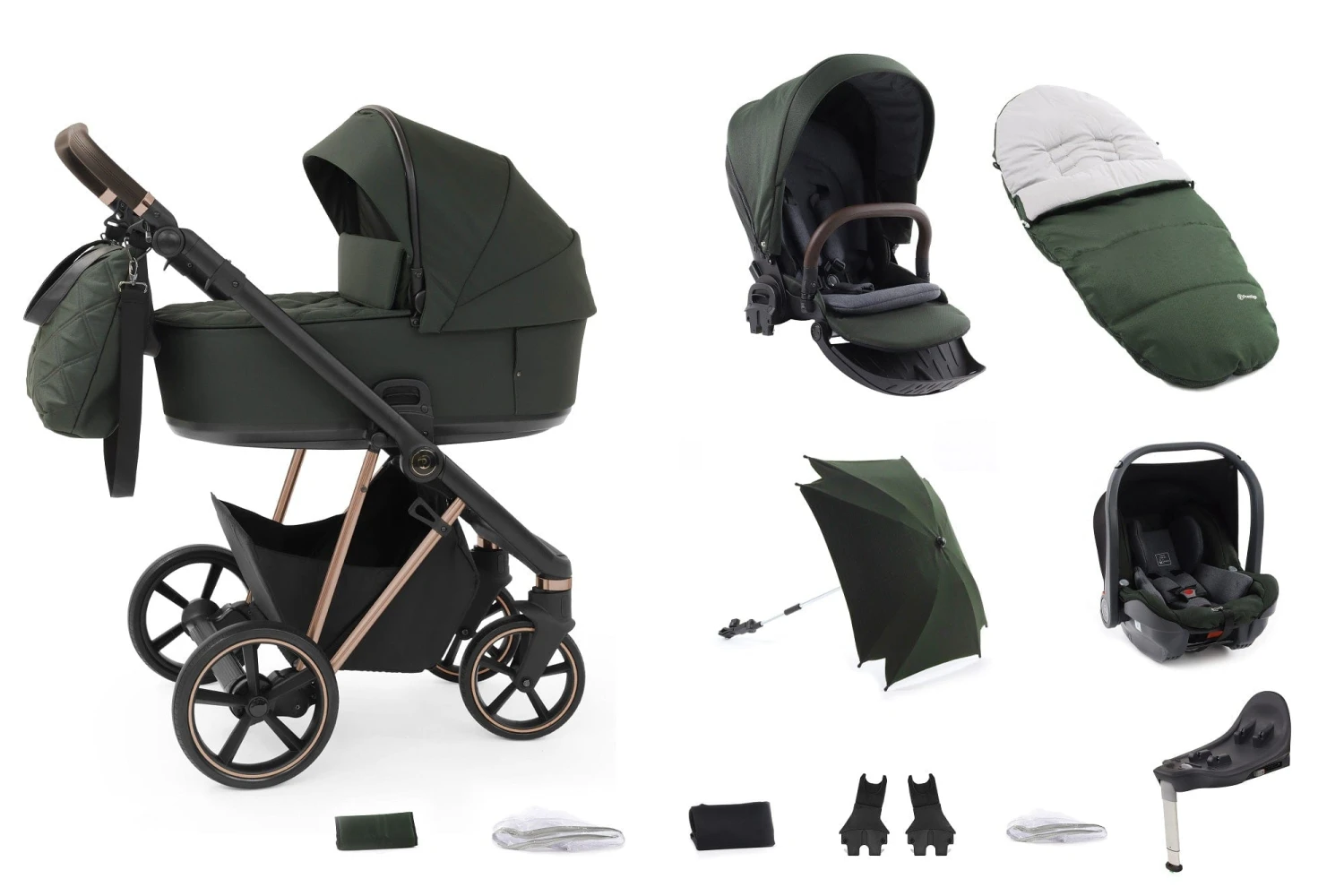 BabyStyle Prestige Vogue 13 Piece Bundle - Spruce / Gold Frame / Brown Leather 3 BabyStyle Prestige Vogue 13 Piece Bundle - Spruce / Gold Frame / Brown Leather