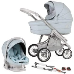 Bebecar Pack Ip Op Classic XL, Lie Flat Car Seat, LA3 Kit & Raincover - Baby Blue