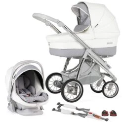 Bebecar Pack Ip Op Classic XL, Lie Flat Car Seat, LA3 Kit & Raincover - Dove Grey