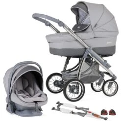 Bebecar Pack Ip Op Classic XL, Lie Flat Car Seat, LA3 Kit & Raincover - Pewter