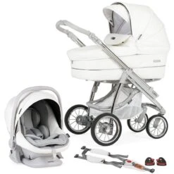 Bebecar Pack Ip Op Classic XL, Lie Flat Car Seat, LA3 Kit & Raincover - White Delight