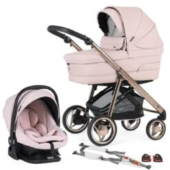 Bebecar V-Pack, Lie Flat Car Seat, LA3 Kit & Raincover - Pink Opal