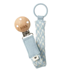BIBS Pacifier Clip (Braided) - Baby Blue/Ivory