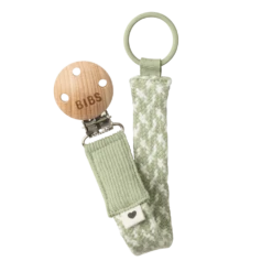 BIBS Pacifier Clip (Braided) - Sage/Ivory