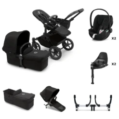 Bugaboo Donkey 5 Twin With Cloud T And Base T - Black/Midnight Black
