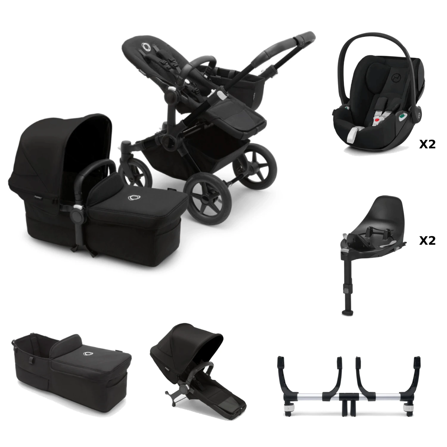 Bugaboo Donkey 5 Twin With Cloud T And Base T - Black/Midnight Black 3 Bugaboo Donkey 5 Twin With Cloud T And Base T - Black/Midnight Black