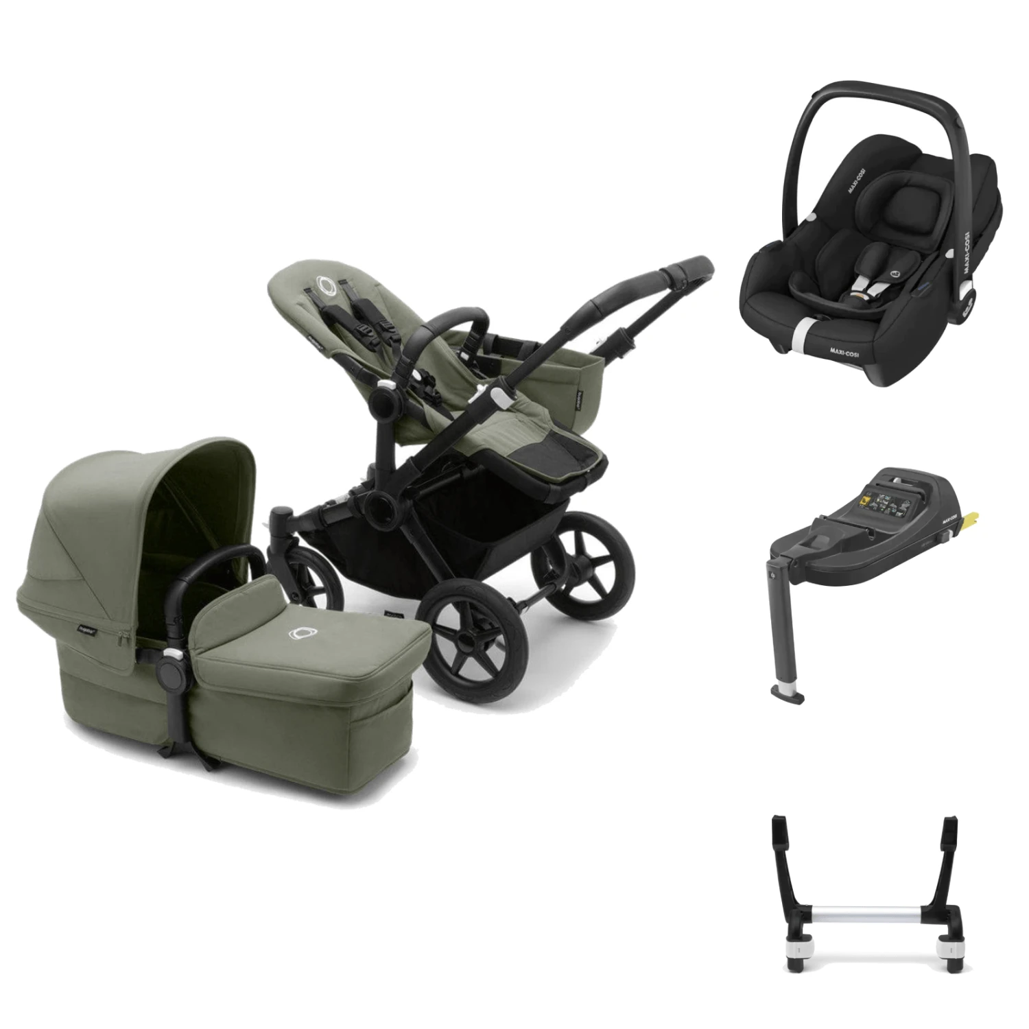 Bugaboo Donkey 5 With Cabriofix And Base - Black/Forest Green 3 Bugaboo Donkey 5 With Cabriofix And Base - Black/Forest Green