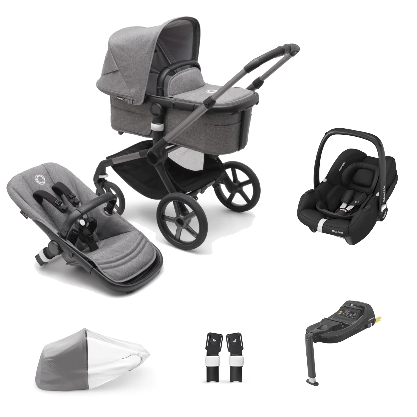 Bugaboo Fox 5, Cabriofix I-Size And Base Travel System - Graphite/Grey Melange/Grey Melange 3 Bugaboo Fox 5, Cabriofix I-Size And Base Travel System - Graphite/Grey Melange/Grey Melange