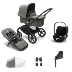 Bugaboo Fox 5, Cloud T And Base Travel System - Black/Forest Green/Forest Green
