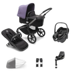 Bugaboo Fox 5, Pebble 360 And Base Travel System - Graphite/Midnight Black/Astro Purple