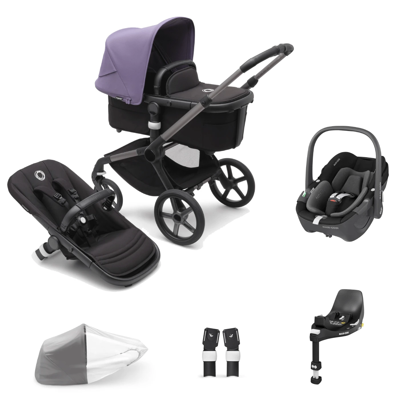 Bugaboo Fox 5, Pebble 360 And Base Travel System - Graphite/Midnight Black/Astro Purple 3 Bugaboo Fox 5, Pebble 360 And Base Travel System - Graphite/Midnight Black/Astro Purple