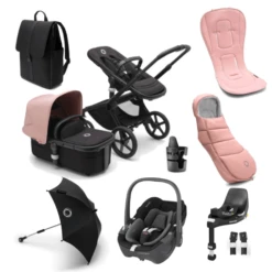 Bugaboo Fox 5, Pebble 360 Ultimate Travel System - Black/Midnight Black/Morning Pink