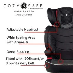 Cozy N Safe Augusta EZFix Group 2/3 Child Car Seat - Black -Baby Products Store cozy n safe car seats cozy n safe augusta ezfix group 2 3 child car seat black 5060127462162 28463216623752