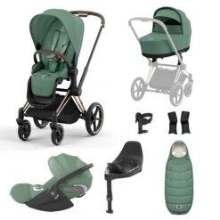 Cybex Priam Cloud T I-Size Bundles - Leaf Green (2023) -Baby Products Store cybex travel systems rose gold cybex priam cloud t i size bundles leaf green 2023 32441094340744