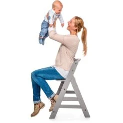Hauck Alpha+ Wooden Highchair - Grey -Baby Products Store hauck highchairs hauck alpha wooden highchair grey 4007923661178 17555753795720