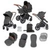 Ickle Bubba Stomp Luxe 2 In 1 Pushchair - Black / Charcoal Grey / Tan