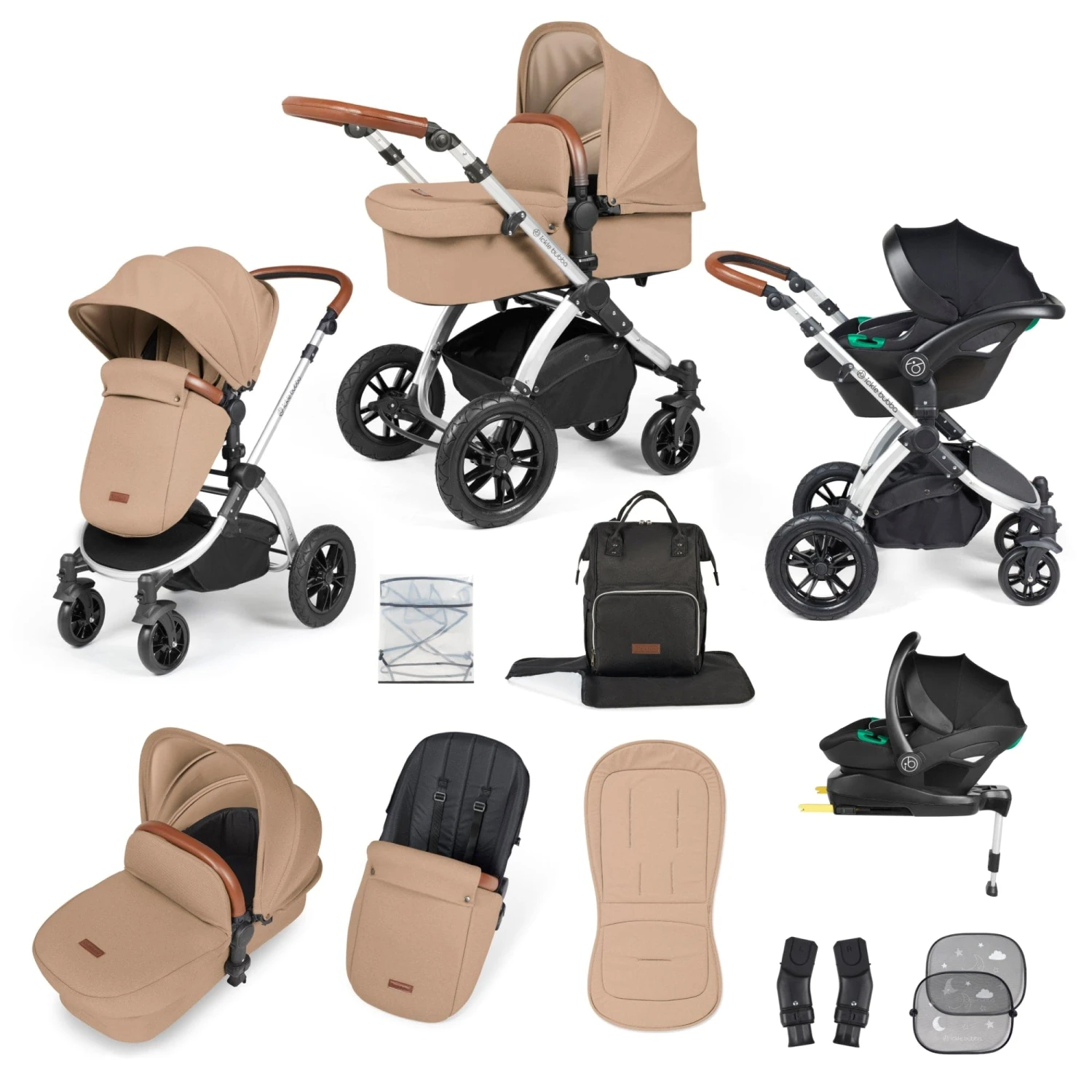 Ickle Bubba Stomp Luxe All-in-One I-Size Travel System With Isofix Base - Silver / Desert / Tan 3 Ickle Bubba Stomp Luxe All-in-One I-Size Travel System With Isofix Base - Silver / Desert / Tan