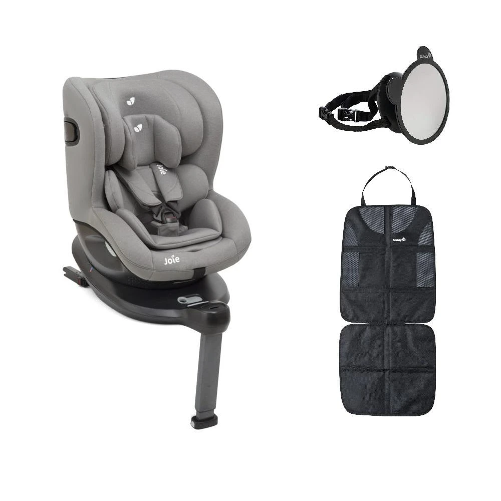 Joie I-Spin 360 I-Size Car Seat - Grey Flannel With Seat Protector And Back Seat Mirror 3 Joie I-Spin 360 I-Size Car Seat - Grey Flannel With Seat Protector And Back Seat Mirror
