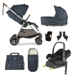 Mamas & Papas Flip XT3 8Pc Cabriofix I-Size Travel System - Navy Flannel