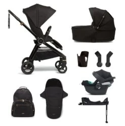 Mamas And Papas Strada 8 Piece Cybex Aton B2 Travel System - Black Diamond