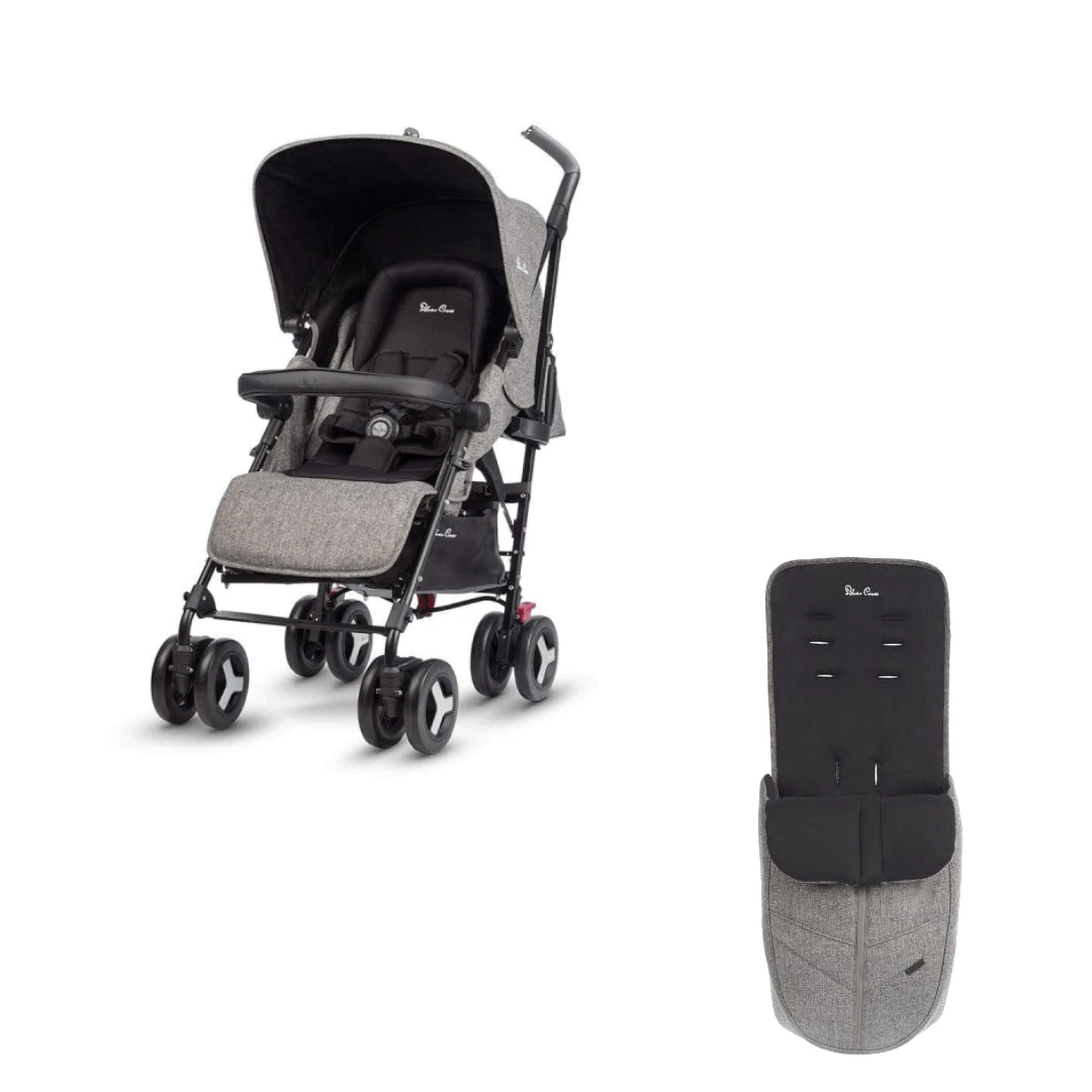 Silver Cross Reflex Stroller With Footmuff - Brompton 3 Silver Cross Reflex Stroller With Footmuff - Brompton
