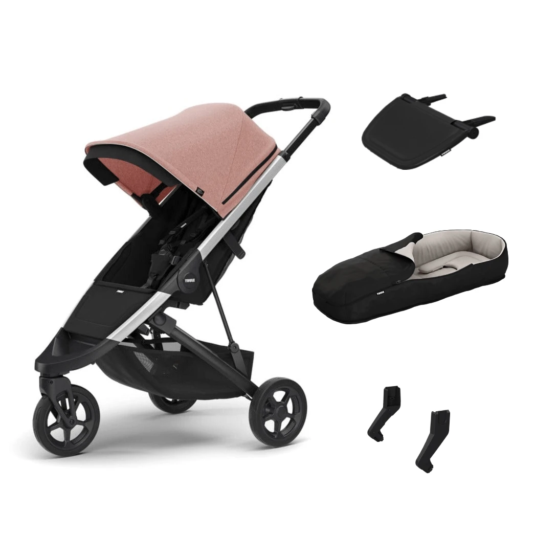 Thule Spring Stroller Bundle - Aluminium / Misty Rose Melange 3 Thule Spring Stroller Bundle - Aluminium / Misty Rose Melange