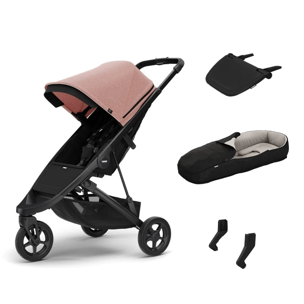 Thule Spring Stroller Bundle - Black / Misty Rose Melange 3 Thule Spring Stroller Bundle - Black / Misty Rose Melange