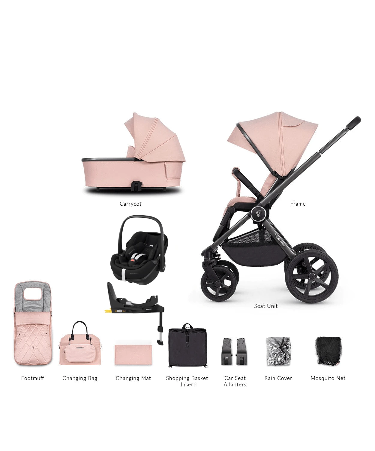 Venicci 3 In 1 Tinum UPLINE Pebble 360 PRO Travel System - Misty Rose 3 Venicci 3 In 1 Tinum UPLINE Pebble 360 PRO Travel System - Misty Rose